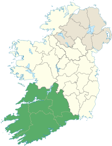 Location of Munster in Ireland Munster locator map.svg