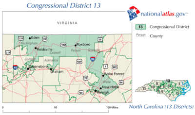 North Carolina's 13th congressional district in 2010 NC-13th.gif