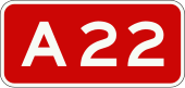 A22 motorway shield}}