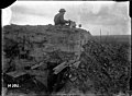 New Zealand World War 1 signaller on a German dug-out, in Belgium (20964713044).jpg