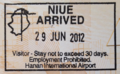 Entry stamp at Niue International Airport