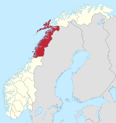 Nūrlannes atrašanās vieta Norvēģijā