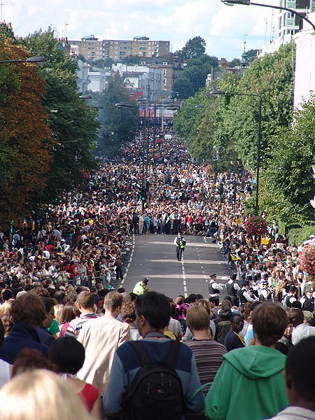 Crowds on Ladbroke Grove during the Notting Hill Carnival