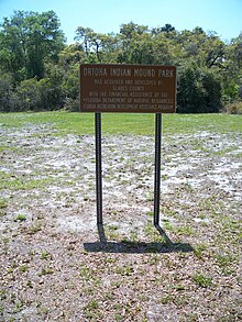 Ortona Indian Mound Park signage noting park was acquired and developed by Glades County, Florida with the assistance of the Florida Department of Natural Resources and the Florida Recreation Development Assistance Program Ortona FL Indian Mound Park sign02.jpg
