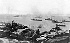 German fleet leaving Valparaíso after their victory on the WWI'sBattle of Coronel against the british, 1914.