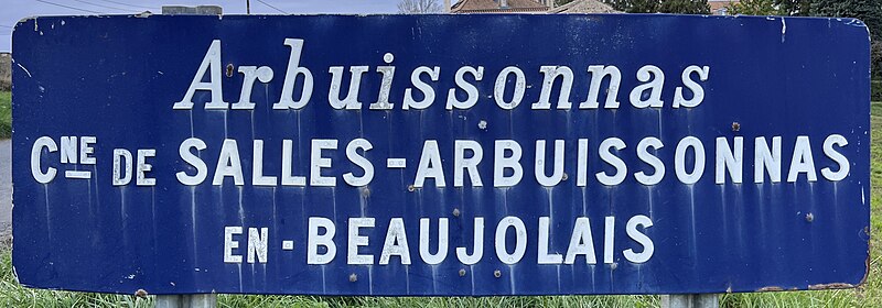 File:Panneau Arbuissonnas Route Plageret - Salles-Arbuissonnas-en-Beaujolais (FR69) - 2022-10-31 - 1.jpg