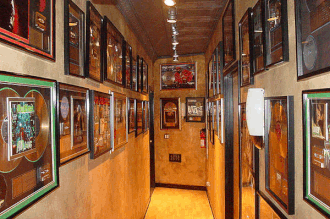 Various Gold and Platinum plaques hanging in the hallways at Patchwerk Recording Studios. Patchwerk hall.gif