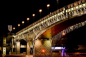 Patriarchy Bridge, Moscow, photographed at night