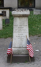 Paul Revere's grave site in the Granary Burying Ground Paul Revere Memorial, Granary Burying Ground, Boston, Massachusetts.jpg
