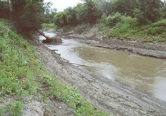 The Pembina River near its mouth at Pembina, ND