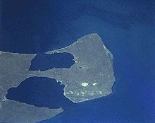 Golfo Nuevo is the enclosed body of water pictured in the lower left-hand corner of this image.