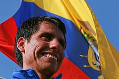 Jefferson Perez is one of Ecuador's most successful sportsperson. Perez-flag.jpg