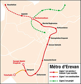 Metrokaart van Jerevan