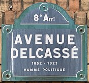 Plaque Avenue Delcassé - Paris VIII (FR75) - 2021-08-22 - 1.jpg