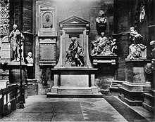 Poets' Corner in Westminster abbey, showing Scheemaker's statue of Shakespeare Poets corner.jpg