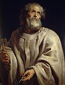 Saint Peter label QS:Len,"Saint Peter" . 1611-1612. oil on canvas medium QS:P186,Q296955;P186,Q12321255,P518,Q861259 . 108 × 84 cm (42.5 × 33 in). Madrid, Museo del Prado.