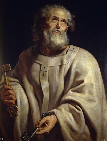 Saint Peter depicted (by Peter Paul Rubens) holding the Keys of Heaven - Museo del Prado