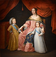 Portrait d'Anne d'Autriche, du Dauphin Louis Dieudonné, futur Louis XIV, et de Philippe, duc d'Anjou