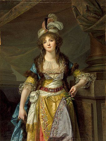 Portrait of a Lady in Turkish Fancy Dress by Jean-Baptiste Greuze (c. 1790)