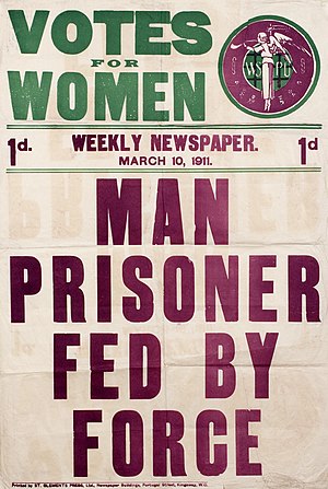 1911 Poster Votes for Women (UK) re William Ball force-fed hunger strike