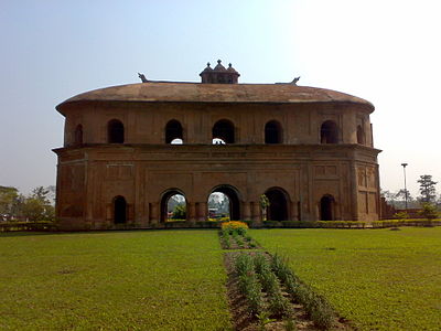Rang Ghar, built by Pramatta Singha in Ahom Kingdom's capital Rongpur, is one of the earliest pavilions of outdoor stadia in the Indian subcontinent.