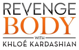 Logo noir et orange disant : Revenge Body with Khloé Kardashian.