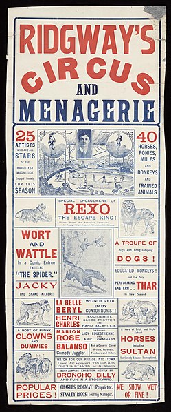 File:Ridgway's Circus and Menagerie. New Zealand Times Print (ca 1910-1919). (21421719030).jpg