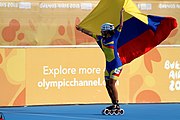 Deutsch: Badminton bei den Olympischen Jugendspielen 2018; Tag 2, 8. Oktober 2018; Finale Mädchen English: Roller speed skating at the 2018 Summer Youth Olympics; day 2, 8 October 2018 – Girls final