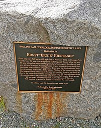 Ernest "Ernie" Bierwagen plaque at Orchard Springs Campground Rollins Dam Ernest "Ernie" Bierwagen.jpg