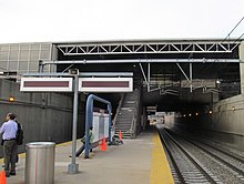 Commuter rail platform at Ruggles station Ruggles commuter platform, May 2012.JPG