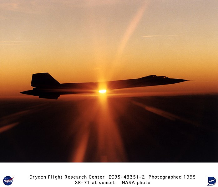 File:SR-71B - Mach 3 Trainer in Flight at Sunset.jpg