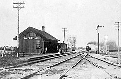 Atchison, Topeka and Santa Fe Railway depot in Saffordville, circa 1890-1900