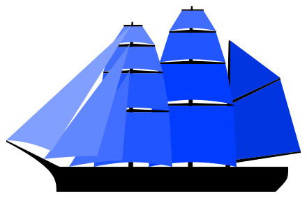 Three-masted barque sail plan