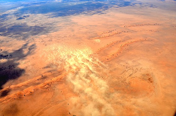 Seen from above, a sandstorm might not look as strong as it really is. Namib Desert (2017) .mw-parser-output .geo-default,.mw-parser-output .geo-dms,.mw-parser-output .geo-dec{display:inline}.mw-parser-output .geo-nondefault,.mw-parser-output .geo-multi-punct{display:none}.mw-parser-output .longitude,.mw-parser-output .latitude{white-space:nowrap}25°20′07″S 016°03′05″E﻿ / ﻿25.33528°S 16.05139°E﻿ / -25.33528; 16.05139﻿ (Sandsturm)