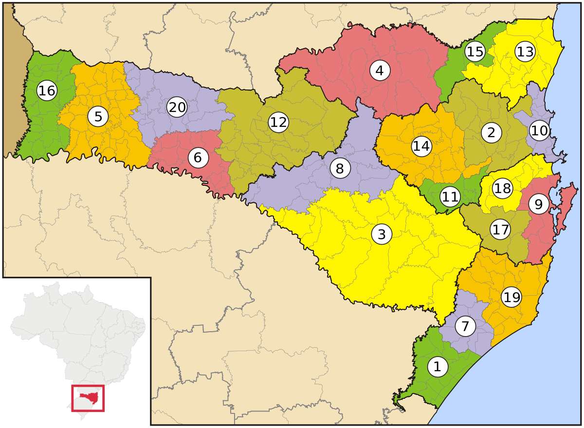 Mapa de DDD de Santa Catarina - Mapas de DDDs de Santa Catarina