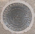 U.S. Coast and Geodetic Survey marker in front steps of main building