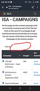 Search for an interesting campaign (Mobile interface).