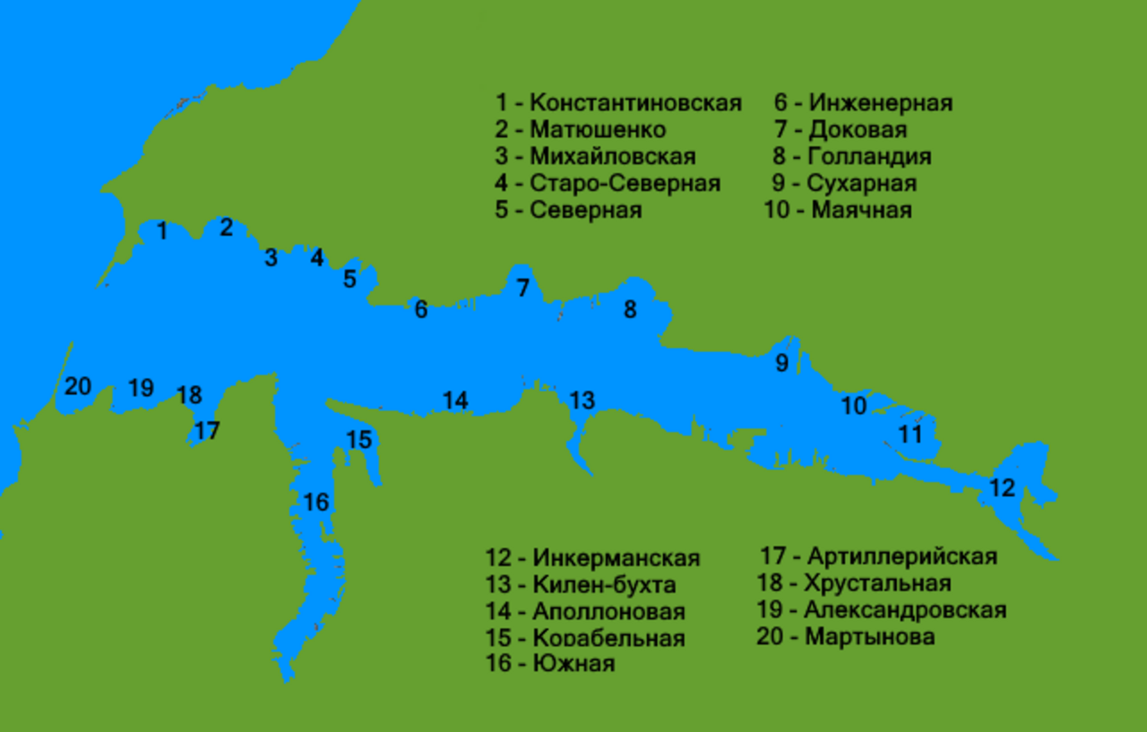 Карта бухт севастополя карта с названиями