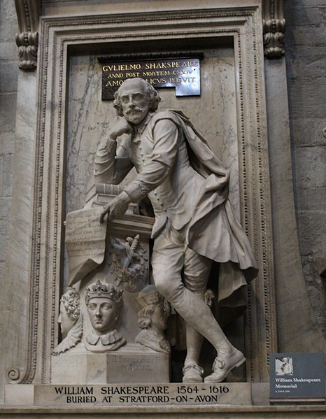 The Shakespeare memorial in Poets' Corner, Westminster Abbey