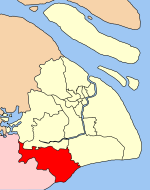 Location of Jinshan District in the municipality Shanghai administrative Jinshan.svg