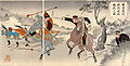 鳳凰城の戦いでの日清将官の「一騎討ち」を描いた楊斎延一の作品。