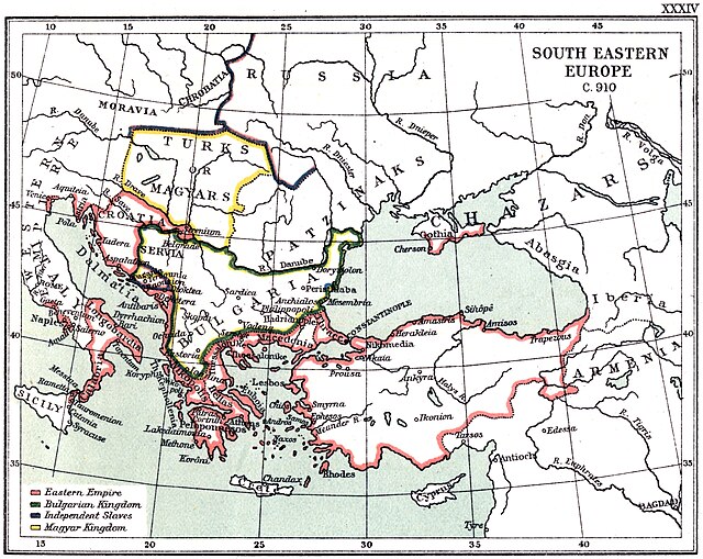 Southeast Europe in 910