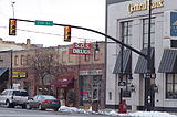 A section of Springville, Utah Main Street showing the Central Bank and nearby buildings.