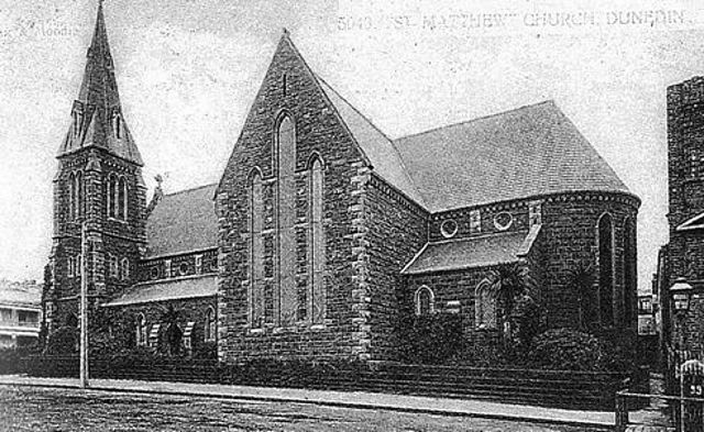 St. Matthews church Dunedin, late 19thC postcard.