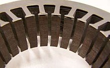 Laminations after assembly into a stator Stator feuillete.jpg
