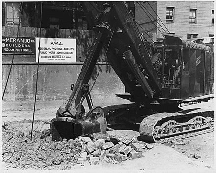 PWA-funded construction site in Washington, DC, in 1933