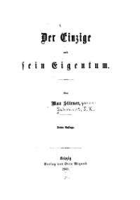 Cubierta de El único y su propiedad, ed. alemana de 1901