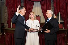 Romney being sworn in as Senator from Utah by Vice President Mike Pence Swearing in of Mitt Romney.jpg