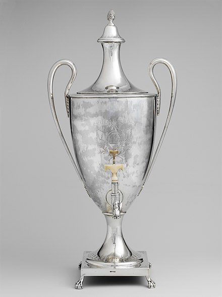 Tea urn for Hannah Rowe, 1791, Metropolitan Museum of Art.