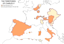 European map of territory under Charles V in 1556. Territories of Charles V.svg